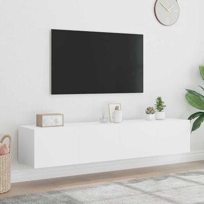 vidaXL TV nástenné skrinky s LED svetlami 2 ks biele 80x35x31 cm