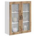 vidaXL Nástenný sklenený kabinet LUCCA Dub artisan 80 x 31 x 100 cm