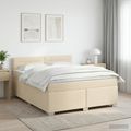 vidaXL Posteľ boxspring s matracom Krémová 140 x 190 cm Látka