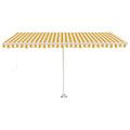 vidaXL Voľne stojaca ručne zaťahovacia markíza 400x300 cm, žlto biela