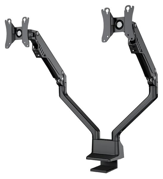 Neomounts FPMA-D750DBLACK2/Držák displeje/na stůl/10-32"/svorka/VESA 100X100/nosn. 2x8kg/plynový píst/2 displeje/černý Držák, VESA, stolní, pro 2 ploché monitory, úhloprícka 10"-32", náklon, otácení, rotace, nosnost 16kg, cerný