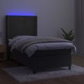 vidaXL Posteľ boxsping s matracom a LED tmavosivá 80x200 cm zamat