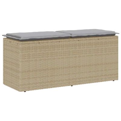 vidaXL záhradná lavička s vankúšom béžová 110x40x44 cm polyratan