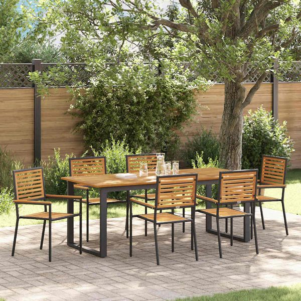 vidaXL Záhradný jedálenský set 7 pcs Čierna Pevné akáciové drevo