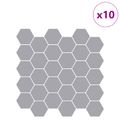 vidaXL Hexagónová dlažba 10 ks Sivá 30 x 30 cm Polyuretán a PET