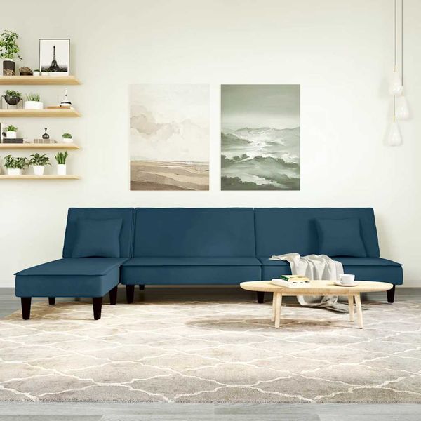 vidaXL Pohovka v tvare L modrá 255x140x70 cm zamat