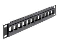 Prepojovací panel - čierna - 1U - 10" - 12 portov