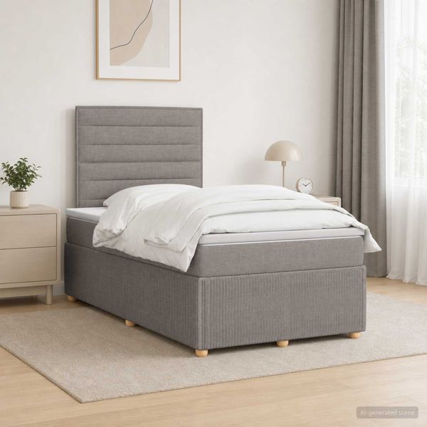 vidaXL Posteľ boxspring s matracom Sivohnedá 120 x 200 cm Látka