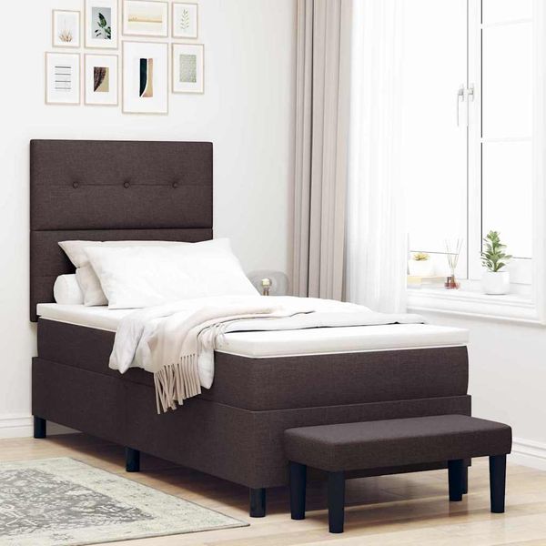 vidaXL Posteľ s pružinovým rámom Tmavohnedá 90 x 190 cm látka