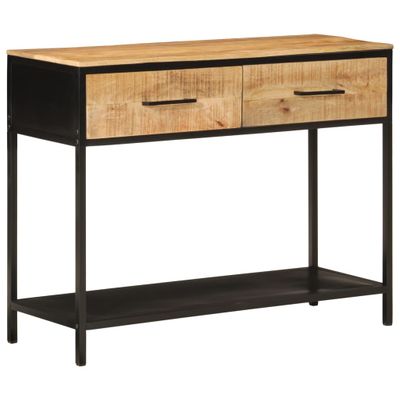 vidaXL Konzolový stolík 100x35x76 cm mangovníkový masív a železo