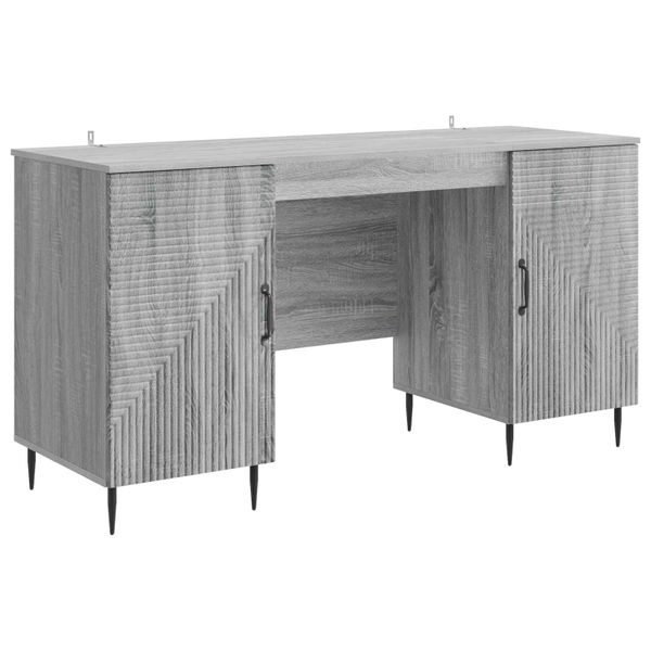 vidaXL Stôl s poličkou Sivá sonoma 142,5 x 50 x 75 cm Kompozitné drevo