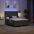 vidaXL Posteľ s pružinovým rámom s LED pásikmi Sivá 140 x 190 cm látka