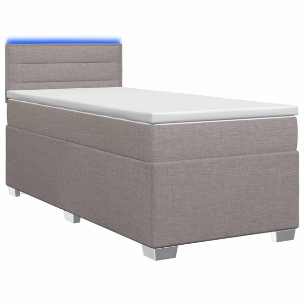 vidaXL Posteľ s boxspringom a matracom a LED Sivohnedá 90 x 190 cm