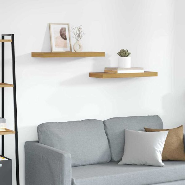 vidaXL Stenná polica 2 pcs Béžová 60 x 23,5 x 4 cm Kompozitné drevo