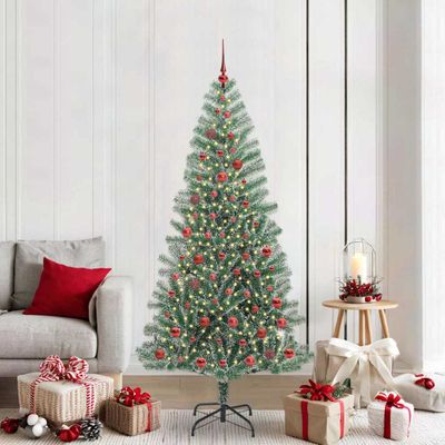 vidaXL Umelý vianočný stromček, snehom obalený, s LED svetlom 210 cm