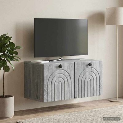 vidaXL Nástenná TV skrinka Nástenný Sivá sonoma 59,5 x 31 x 30 cm