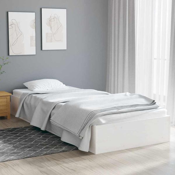 vidaXL Posteľný rám, biely drevený masív 75x190cm malé jednolôžko