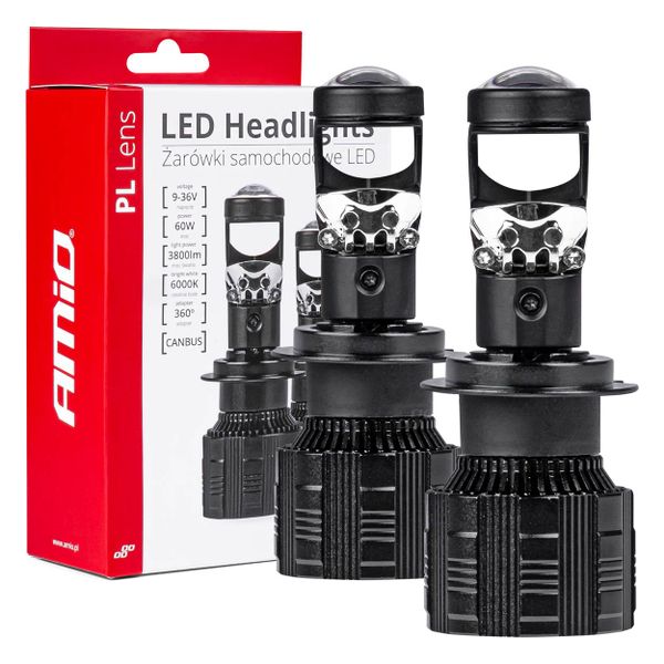 LED žiarovky hlavného svietenia PL Lens Séria H7 AMiO-03668