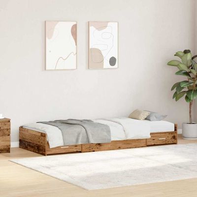 vidaXL Rám postele Staré drevo 98.5 x 200 cm Kompozitné drevo