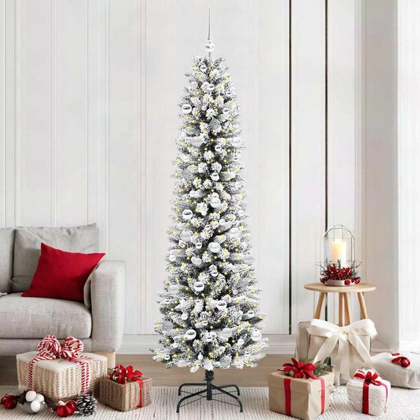 vidaXL Umelý vianočný stromček Biela 210 cm PVC, kov a plast