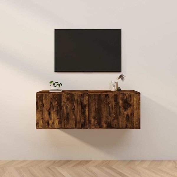 vidaXL Nástenné TV skrinky 2 ks dymový dub 57x34,5x40 cm
