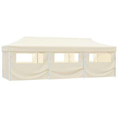 vidaXL Skladací párty stan s 8 bočnými stenami 870x291x315 cm krémový