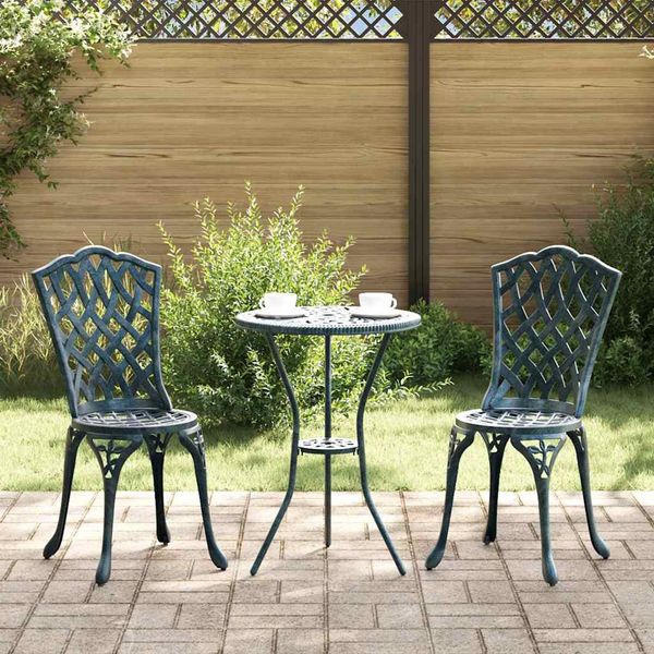 vidaXL Záhradný bistro set 3 pcs Zelená Hliník
