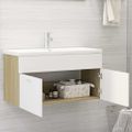 vidaXL Skrinka pod umývadlo biela+sonoma 90x38,5x46cm kompozitné drevo