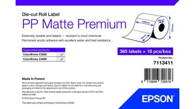 PP matná etiketa Premium, 102 mm x 76 mm, 365 etikiet