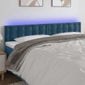 vidaXL Čelo postele s LED tmavomodrá 200x5x78/88 cm zamat