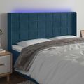 vidaXL Čelo postele s LED tmavomodré 163x16x118/128 cm zamat