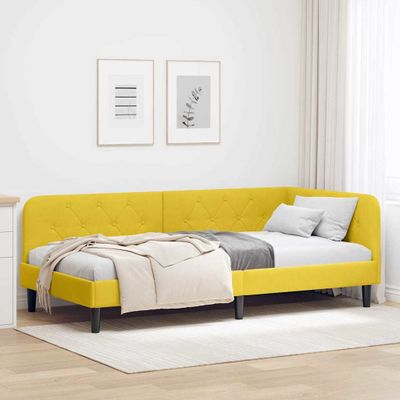 vidaXL Rohový rám postele Žltá 90 x 190 cm Zamat