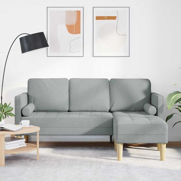 vidaXL Sada pohoviek s vankúšom Svetlosivá Polyester