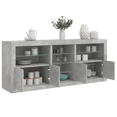 vidaXL Komoda s LED svetlami betónovo-sivá 162x37x67 cm