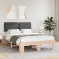 vidaXL Rám postele s čalúneným čelom Tmavo šedá 150 x 200 cm