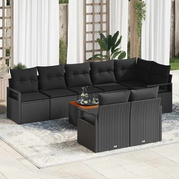 vidaXL Súprava záhradných pohoviek s úložiskom 9 pcs Čierna polyratan