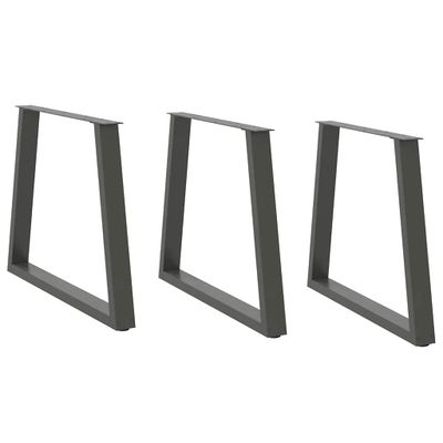 vidaXL Nohy k jedálenskému stolu v tvare V, 3 ks, antracitové, 70 x (72 – 73,3) cm, oceľ