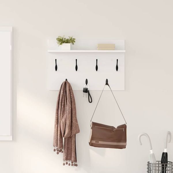 vidaXL Vešiak na stenu Nástenný Biela 60 x 40 x 12 cm Kompozitné drevo