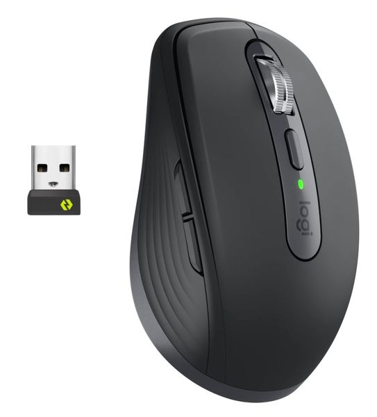LOGITECH MX Anywhere 3S/Kancelářská/Laserová/Pro praváky/8 000 DPI/USB+BT/Grafitová Myš, bezdrátová, laserová, až 8000dpi, 6 tlacítek, Bluetooth, USB, cerná