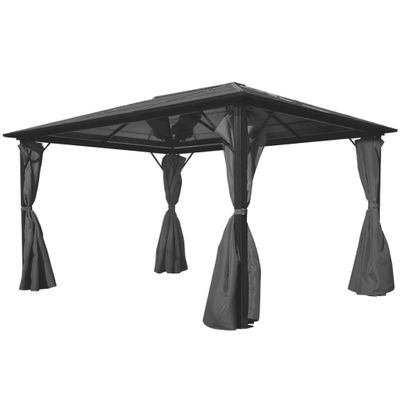 vidaXL Altánok so závesmi, antracitový, hliníkový 400x300 cm