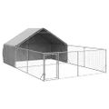 vidaXL Vonkajšia búda pre psov s výbehom, 6x3x1,9 m, pozinkovaná oceľ