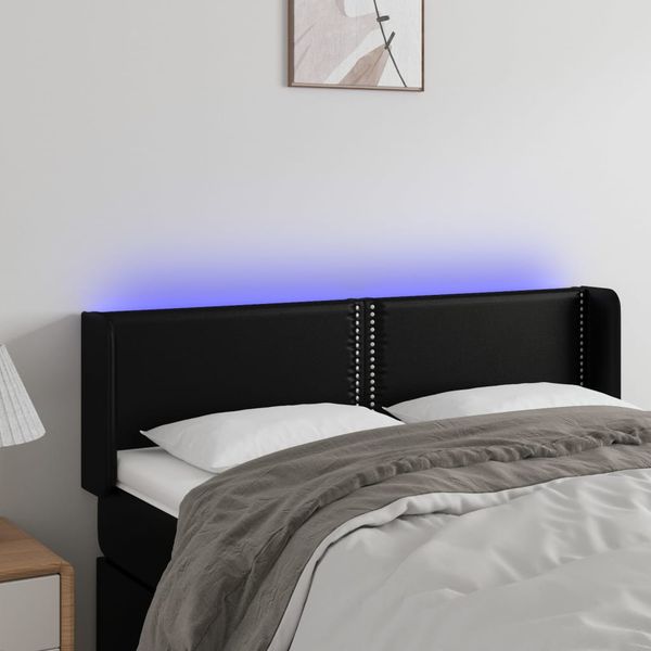 vidaXL Čelo postele s LED čierne 147x16x78/88 cm umelá koža