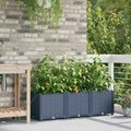 vidaXL Záhradný kvetináč 3 ks Sivá 120 x 40 x 37,5 cm PP