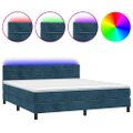 vidaXL Posteľný rám boxsping matrac a LED tmavomodrý 180x200 cm zamat