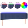 vidaXL Čelo postele s LED modré 163x16x78/88 cm látka