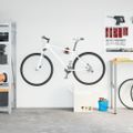 VidaXL Stojan na opravu bicyklov nástenný skladací červená+čierna oceľ