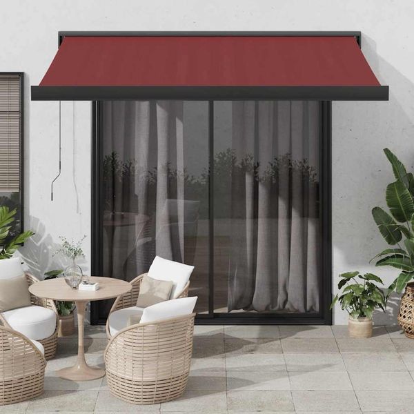 vidaXL Automaticky zaťahovacia markíza burgundská 350x250 cm