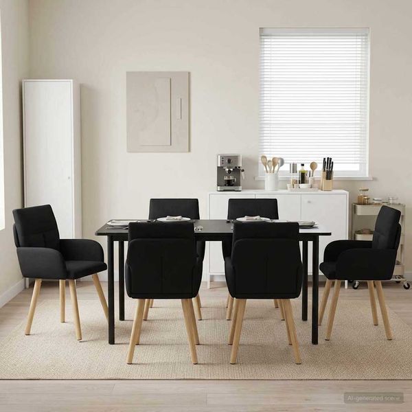 vidaXL Jedálenské stoličky 6 ks Látka Čierna 60 x 56 x 96 cm