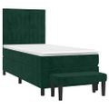 vidaXL Posteľný rám boxsping s matracom tmavozelený 100x200 cm zamat