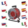 Predlužovací kábel EMOS P19430 na bubne 30 m / 4 zásuvky / červený / PVC / 230 V / 1 mm2